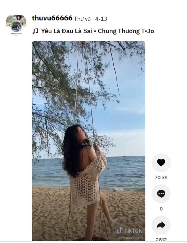 clip Thư Vũ trên bãi biễn